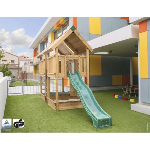 Spielhaus mit Stelzen P4 Douglasie HY-Land 680 x 190 cm Holz Rutsche, Kletternetz, Kletterwand, Sandkasten, Abdeckplane