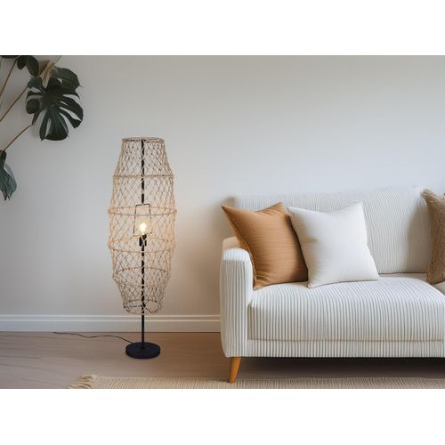 Kleine LED Makramee Boho Stehlampe Lampenschirm geflochten Wohnzimmer Ecke 120cm