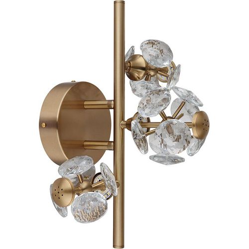 LED Wandleuchte, goldfarben, Kristalle, L 41 cm