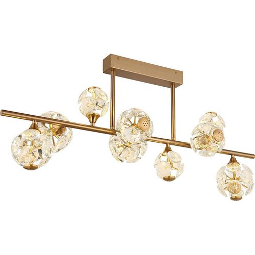 LED Deckenleuchte, goldfarben, Kristalle, L 101 cm