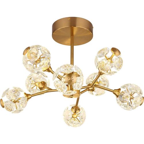 LED Deckenleuchte, gold, Kristalle, D 65 cm
