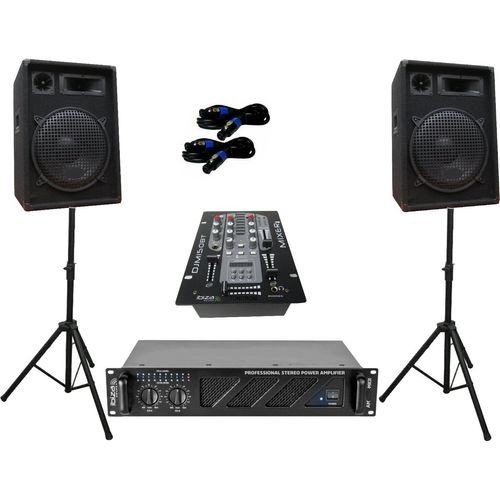 PA Party DJ Disco Lautsprecher Boxen 3 Wege Verstärker BT Mixer Stativ 1680 Watt