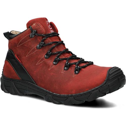 NAGABA Wanderschuhe Herren Winterschuhe Damenstiefel Echtleder Rot, 42