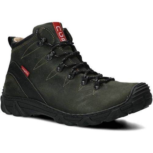 NAGABA Wanderschuhe Herren Winterschuhe Damenstiefel Echtleder Khaki, 42