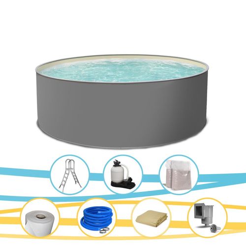 Rundpool EDITION GRAU Stahlwandpool rund 450 x 120 cm Komplettset Premium