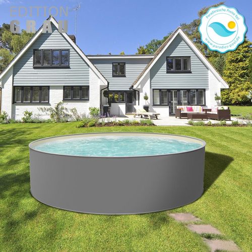 Rundpool EDITION GRAU Stahlwandpool rund 500 x 120 cm Einzelbecken
