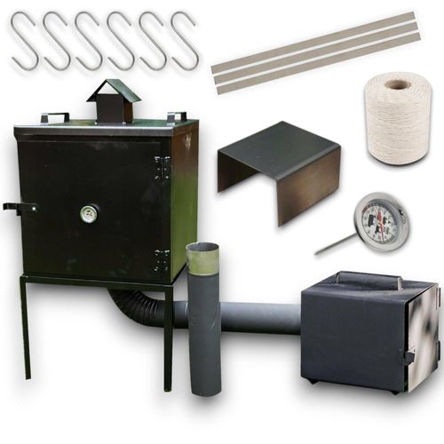Räucherkammer aus Metal Räucherofen Räucherei Räucherschrank Garten 50x50x70 cm Gartenraucher Metallraucher Grillen Räuchern, BBQ Gartengeräte