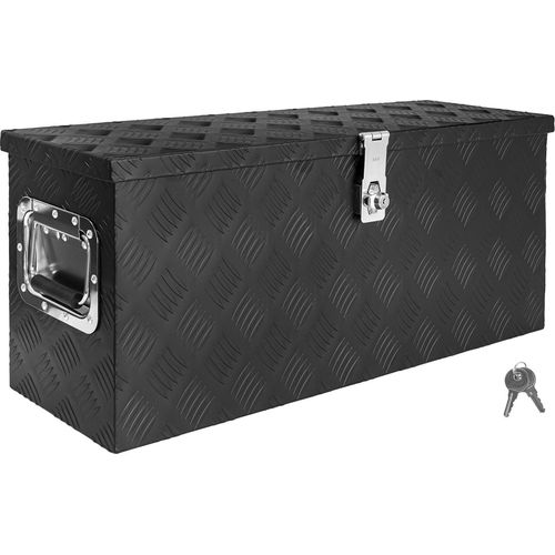 Deichselbox Schwarz Werkzeugkasten Truckbox Alu Box Anhänger Kiste mit Deckel Abschließbar Alubox Transportbox Werkzeugbox Aluminium Aufbewahrungsbox D055 trucky
