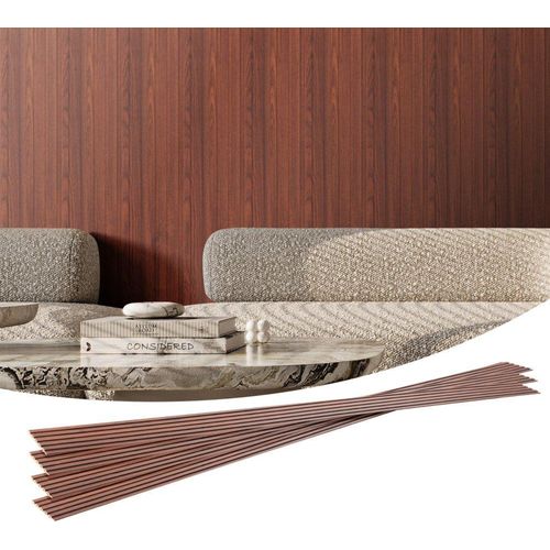 Akustikpaneele 8er Set - Wandpaneele Lamellenwand 2450x166mm - Schwarznuss Akustikplatten - Schallschutz für Räume - Moderne Inneneinrichtung