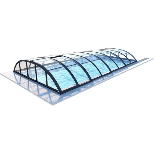 Poolüberdachung Horizon - 6,47x3,50 m - Massives Polycarbonat 3 mm - Farbe RAL7016 Graphit