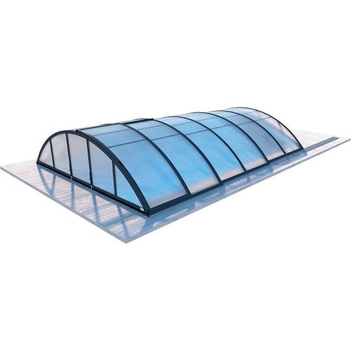 Poolüberdachung Orbit - 6,47x3,50 m - 8 mm Hohlkammer-Polycarbonat - Farbe RAL7016 Graphit