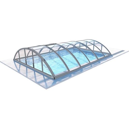 Poolüberdachung Orbit - 6,47x3,50 m - Massives Polycarbonat 3 mm - Farbe RAL7037 Grau