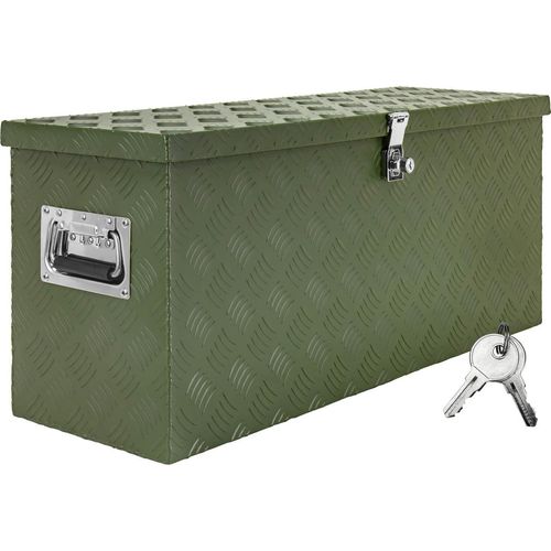 Deichselbox Grün Werkzeugkasten Truckbox Alu Box Anhänger Kiste mit Deckel Abschließbar Alubox Transportbox Werkzeugbox Aluminium Aufbewahrungsbox D055 trucky