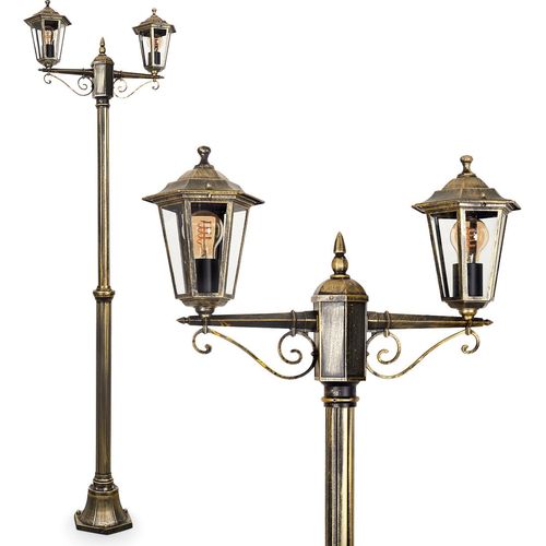 Rivale Außenwegeleuchte aus Metall/Glas in Goldfarben/Braun/Klar