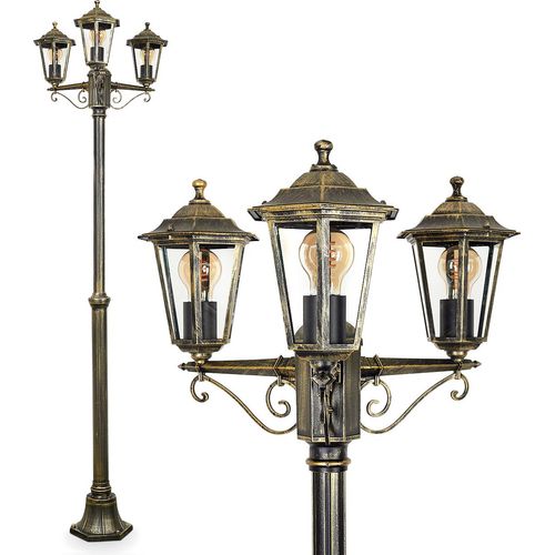 Rivale Außenwegeleuchte aus Metall/Glas in Goldfarben/Braun/Klar