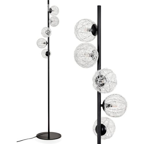 Garaguso Stehlampe aus Metall/Draht/Metall in Schwarz/Silberfarben