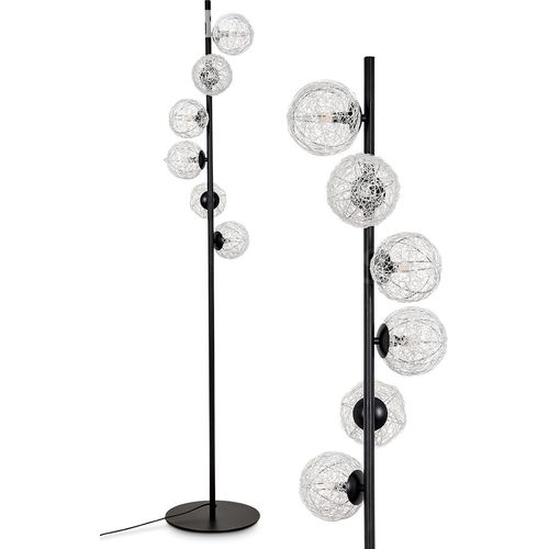 Garaguso Stehlampe aus Metall/Draht in Schwarz/Silberfarben