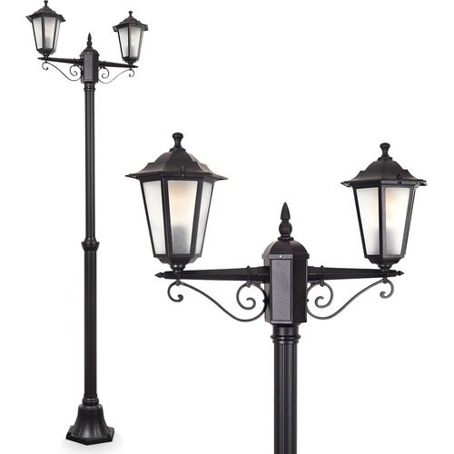 Rivale Außenwegeleuchte aus Metall/Glas in Schwarz/Milchglas