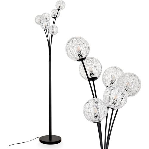 Lerici Stehlampe aus Metall/Draht/Metall in Schwarz/Silber