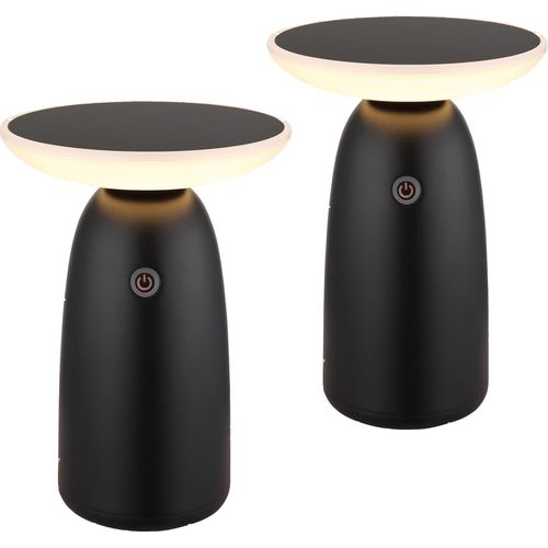 Tischlampe kabellos Akku 2er Set Solar Tischleuchte Außen Solarleuchte Schwarz