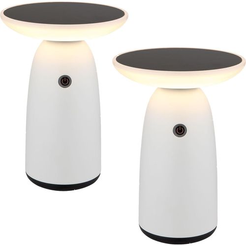 Tischlampe kabellos Akku 2er Set Solar Tischleuchte Außen Solarleuchte Weiß