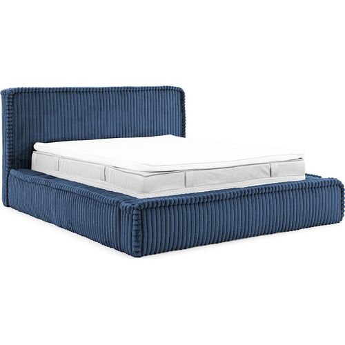 MEBLINI Mesut Polsterbett 120x200 mit Lattenrost und Matratze - Bubble Bett - Cloud Bett - Marshmallow Bed - Kopfteil Bett mit Stauraum - Betten - 120x200 - Blau Cordstoff/H3