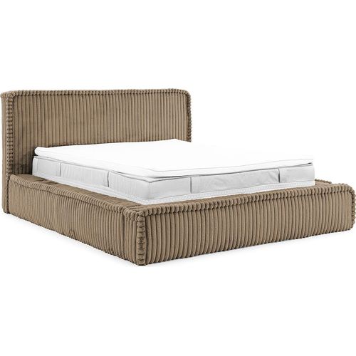 MEBLINI Mesut Polsterbett 160x200 mit Lattenrost und Matratze - Bubble Bett - Cloud Bett - Marshmallow Bed - Kopfteil Bett mit Stauraum - Betten - 160x200 - Braun Cordstoff/H3