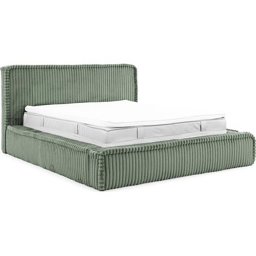 MEBLINI Mesut Polsterbett 120x200 mit Lattenrost - Bubble Bett - Cloud Bett - Marshmallow Bed - Kopfteil Bett mit Stauraum - Betten - 120x200 - Grün Cordstoff ohne Matratze