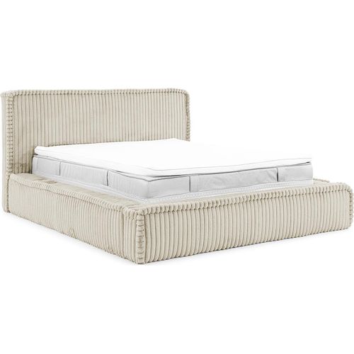 MEBLINI Mesut Polsterbett 180x200 mit Lattenrost - Bubble Bett - Cloud Bett - Marshmallow Bed - Kopfteil Bett mit Stauraum - Betten - 180x200 - Beige Cordstoff ohne Matratze