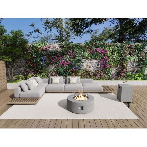 Tisch rund mit Gasfeuerstelle - MGO - Beton-Optik - SEROZA