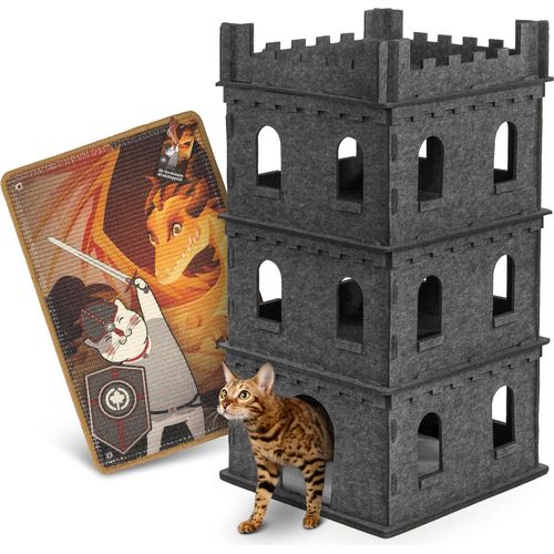 Set · Filzburg Felty Fort + Kratzteppich Sir-Scratch-A-Lot · Katzenschloss mit Kratzmatte