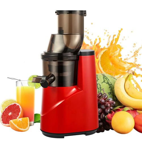 Entsafter,Trennung von Resten und Saft Saftpresse Elektrisch,Zwei 2 Tassen Gemüse und Obst Entsafter,Rot