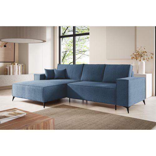 Ecksofa Schlafsofa FIORE Stoff ARAGON Dunkelblau Ottomane Links