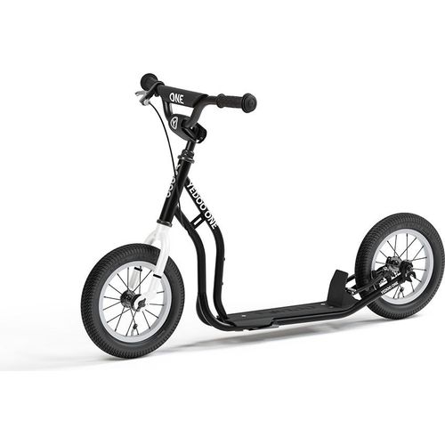 Scooter Yedoo One für Kinder ab 100 cm, mit Luftreifen 12/12 und Ständer Schwarz