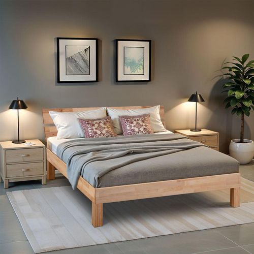 Bett LEAH 100x200 cm mit Kopfteil Farbe: Buche