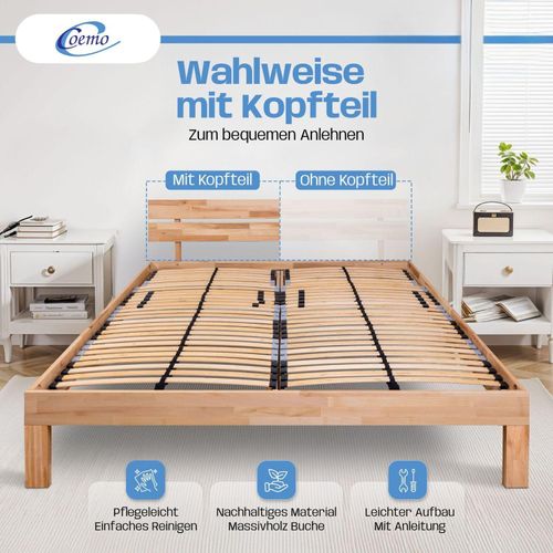 Bett LEAH 90x200 cm mit Kopfteil Farbe: Buche