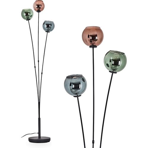 Vallegrascia Stehlampe aus Metall/Glas in Schwarz/Grün/Blau/Kupferfarben