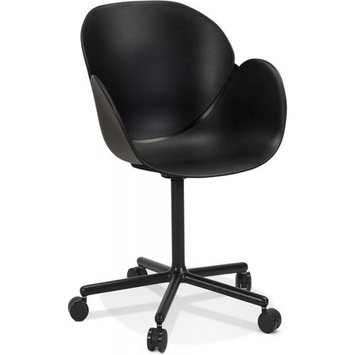 Armlehne Bürostuhl Plastik | Ergonomischer Schreibtischstuhl mit Rollen | Schwarzer Drehstuhl mit modernem Design | Minimalistisch | 59x59x85 cm | Kadima Design
