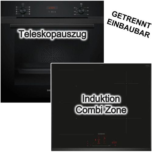 Herdset SIEMENS Backofen Hydrolyse + Induktionskochfeld Combi-Zone autark 60 cm