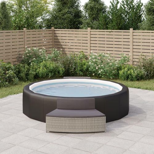 Whirlpool-Bänke mit Auflagen 2 Stk. Grau Poly Rattan 362263