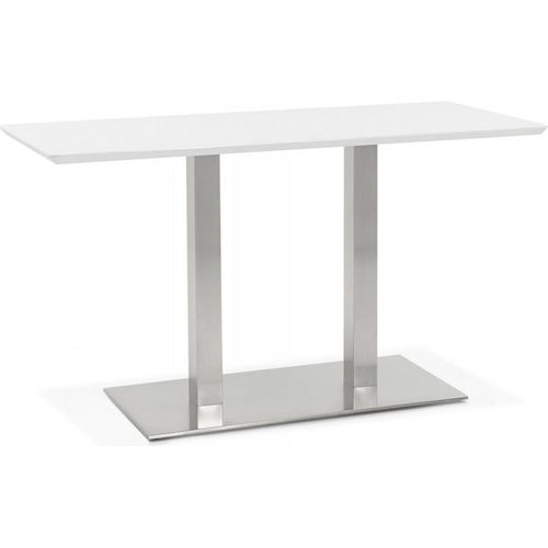 Esstisch Rechteckig Weiß MDF mit Stahlgestell | Designertisch Metall für 6 Personen | Küchentisch Holzoptik Robust | Moderner Stil | 150x70x75 cm | Kadima Design