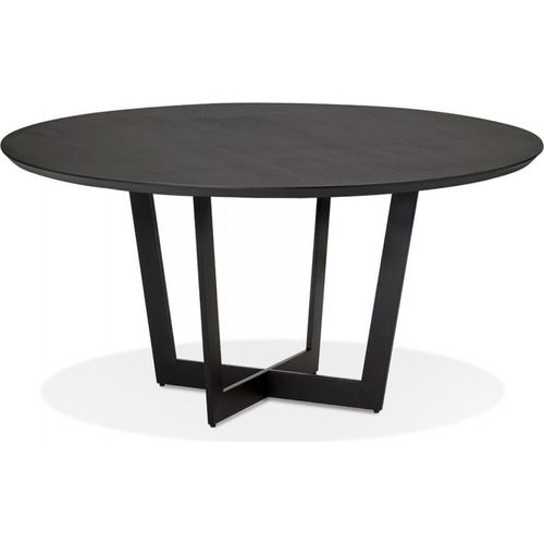Runder Esstisch aus Eschenholz mit Metallbeinen | Schwarzer Designertisch für 5 Personen | Eleganter Wohnzimmertisch mit Bi Material Konstruktion | Kadima Design