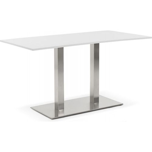 Esstisch Holz Metall Weiß | Besprechungstisch Rechteckig Büro | Designertisch Spanplatte Stahlgestell | Modern Elegant | 160x80x75 cm | 90x90x133 cm | Kadima Design