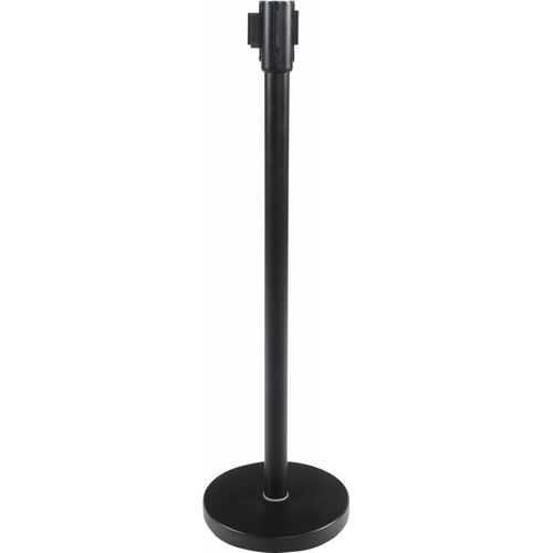 Absperrpfosten Metall Schwarz ZIP | Warteschlangenmanagement System mit Ausziehbarem Gurt | Personenleitsystem für Büro Event | Modernes Design | Kadima Design