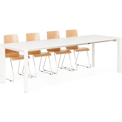 Esstisch MAMAT Ausziehbar Matt Weiß | Designertisch aus Holz mit Metallgestell | Küchentisch mit Zwei Verlängerungen | Eleganter Stil | 190-270x95x75 cm | Kadima Design