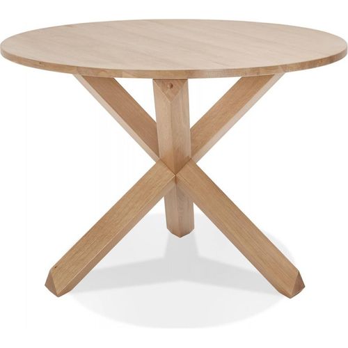Runder Esstisch aus Massiveiche mit X-Fuß | Eleganter Designertisch für 5 Personen | Massivholztisch in skandinavischem Stil | Natur Beige | Kadima Design