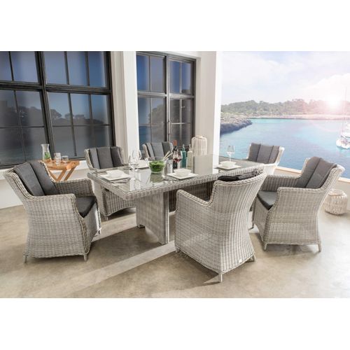 Destiny LUNA Essgruppe 6 Se + Tisch 200x100x75cm vintage weiß