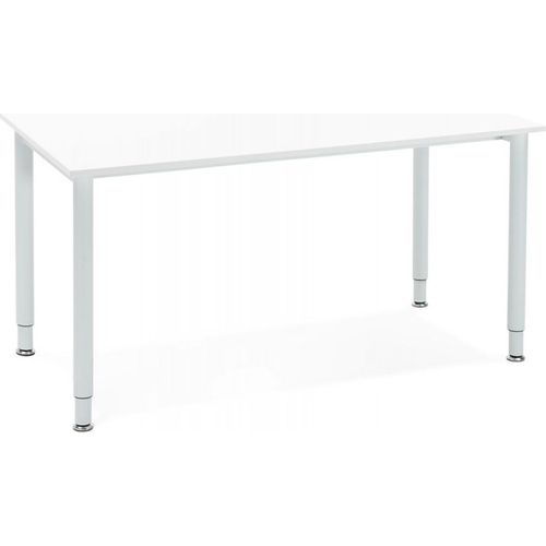 Bürotisch aus Holz und Metall | Designertisch FOCUS für Meetings und Besprechungen | Schreibtisch mit eleganter weißer Tischplatte | Moderner Stil | Kadima Design