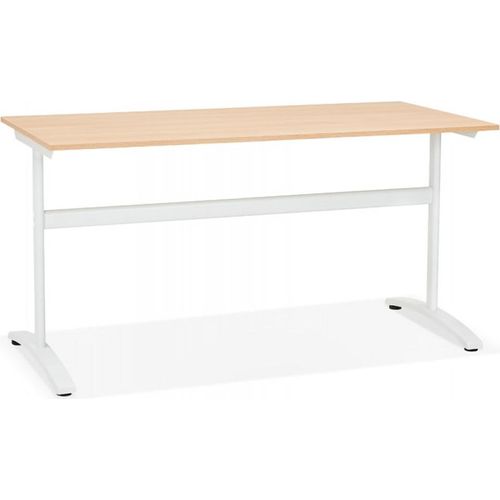 Schreibtisch aus Holz mit Metallgestell | Arbeitstisch für Büro und Werkstatt | Großer Computer Tisch mit robuster Struktur | Industrieller Stil | Kadima Design