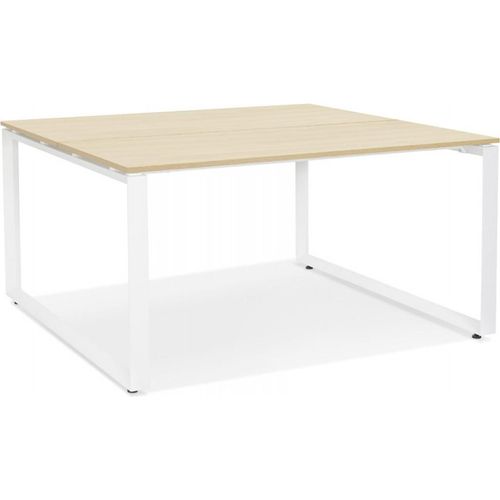 Schreibtisch Büroarbeitsplatz Holz Metall | Quadratischer Konferenztisch Besprechung | Moderner Arbeitstisch Raumteiler | Minimalistisch | Kadima Design